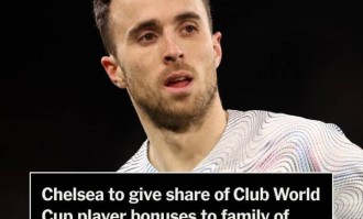 TA：切尔西将球员的部分世俱杯奖金捐给若塔家人，数额超50万美元